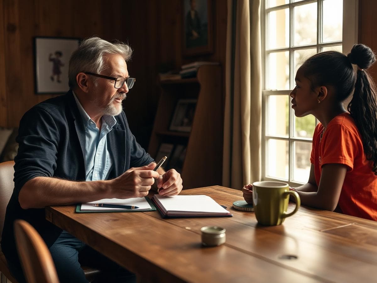 A mentor and young person working together at a desk